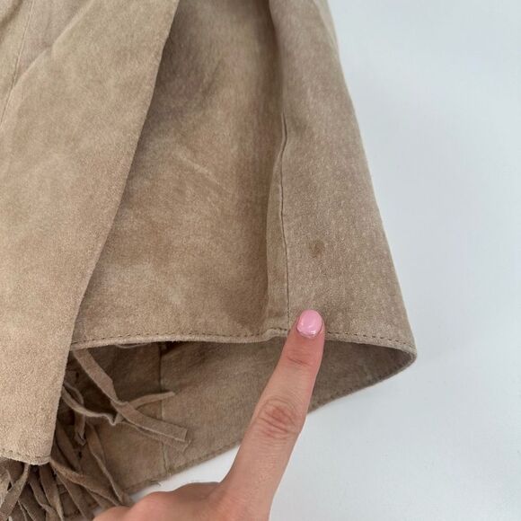 Dialogue Vintage Tan 100% Leather Fringe Cowgirl Y2K Jacket Size XS Women’s - Picture 4 of 7